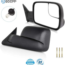 ECCPP Towing Mirror for 1998-2001 Dodge Ram 1500 & 1998-2002 Ram 2500 3500 Pickup Truck Power Heated Folding Tow Rear View Mirror Pair Set
