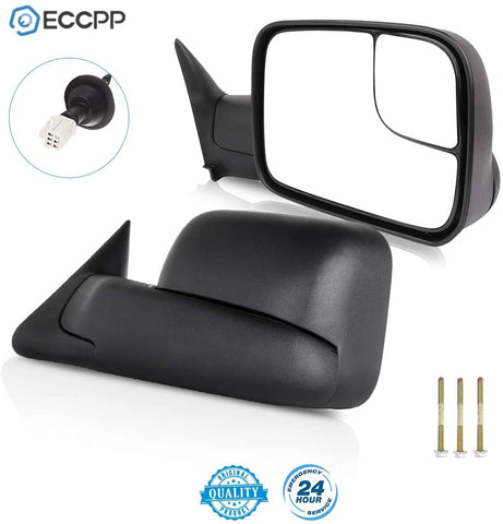 ECCPP Towing Mirror for 1998-2001 Dodge Ram 1500 & 1998-2002 Ram 2500 3500 Pickup Truck Power Heated Folding Tow Rear View Mirror Pair Set