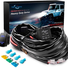 MICTUNING HD+ 12 Gauge LED Light Bar Wiring Harness Kit with 60Amp Relay, 3 Free Fuse, Rocker Switch Blue(2 Lead)