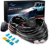 MICTUNING HD+ 12 Gauge LED Light Bar Wiring Harness Kit with 60Amp Relay, 3 Free Fuse, Rocker Switch Blue(2 Lead)