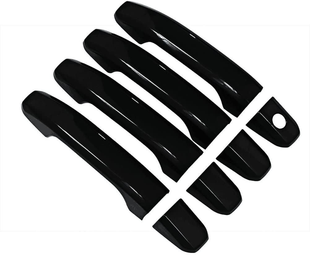 NINTE for 14-20 GMC Sierra/Chevy Silverado / 15-20 Chevy Tahoe/Suburban/GMC Yukon/Denali - ABS Painted Gloss Black Handle Covers W/O Passenger Keyhole