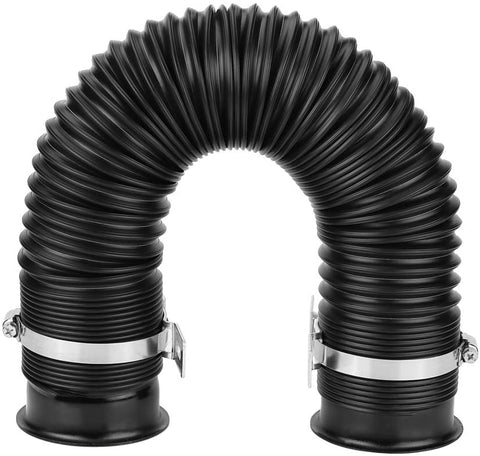 Qiilu Air Intake Tube Cleaner Hose 3inch Universal Cold Air Intake Inlet Pipe Kit Black Flexible Air Duct Hose