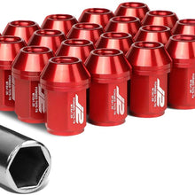 J2 Engineering LN-T7-024-125-RD 20Pcs M12 x 1.25 7075-T6 Aluminum 35mm Close-End Lug Nut w/Socket Adapter (Red)
