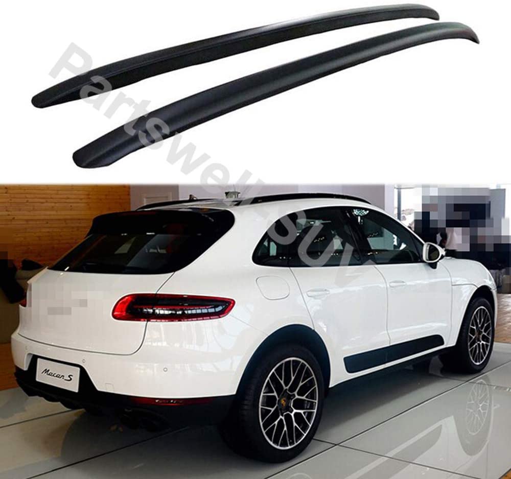 YiXi-Partswell 2Pcs Roof Rail Roof Rack Side Rail Aluminum Fit for Macan 2014-2019 - Black