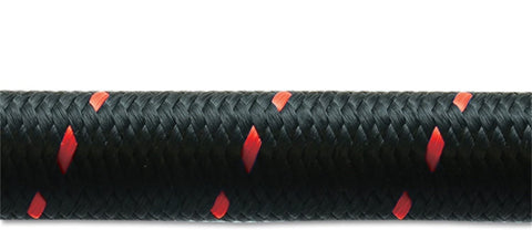Vibrant Performance 11966R Nylon Braided Flex Hose (10ft Roll of Black Red ; AN Size: -6; Hose ID: 0.34