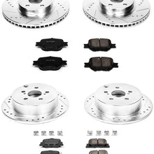 Power Stop K2315 Front & Rear Brake Kit with Drilled/Slotted Brake Rotors and Z23 Evolution Ceramic Brake Pads,Silver Zinc Plated