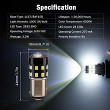 BRISHINE 4-Pack 1000 Lumens Super Bright 1157 2057 2357 7528 BAY15D LED Bulbs 6000K Xenon White 24-SMD LED Chipsets with Projector for Backup Reverse Lights, Parking Lights, Daytime Running Lights