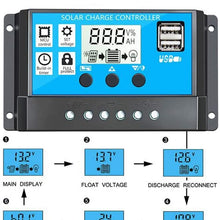 20A Solar Charge Controller Solar Panel Battery Intelligent Regulator with Dual USB Port 12V/24V PWM Auto Paremeter Adjustable LCD Display