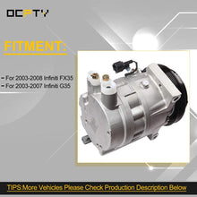 OCPTY CO 11149RW AC Compressor Compatible with 2003-2006 Infiniti GS35 2003-2008 Infiniti FX35 3.5L