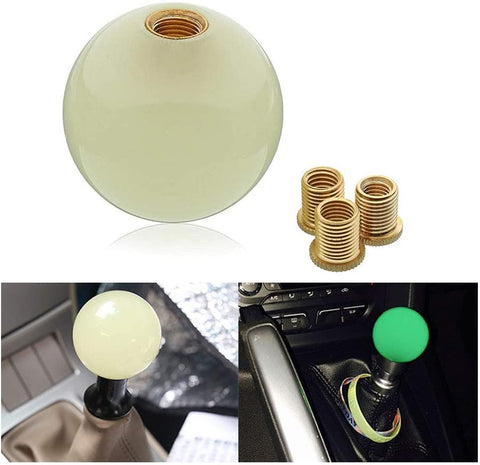 Pursuestar White Round Cue Luminous Ball Shift Knob Car Gear Shifter Head Fit Most Manual Automatic Vehicles 5 6 Speed
