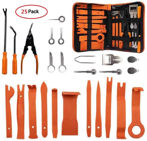Auto Trim Removal Tool, 25 Pieces Door Panel Removal Tools for Dash Center Console Installation and Remover Auto Clip Pliers Fastener Remover Pry Tool Set with Storage Bag