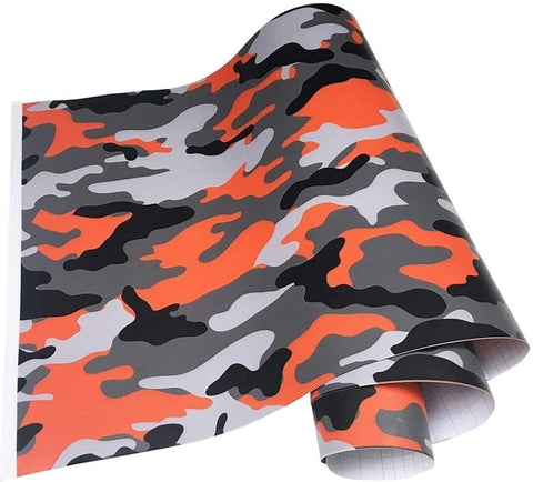 HBJK Car Camouflage Vinyl Film Waterproof Vehicle Sticker Film Orange Black Camo Vinyl Wrap for Car Bike Laptop Boat Motorcycle 0609 (Size : 50x100cm)