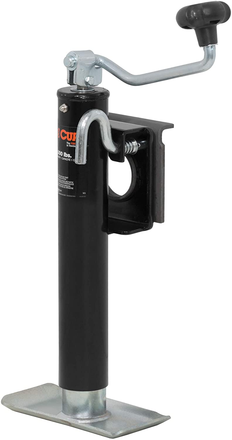 CURT 28300 Weld-On Bracket-Style Swivel Trailer Jack, 2,000 lbs. 10-1/2 Inches Vertical Travel