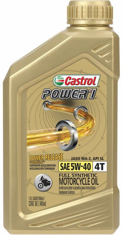 Castrol Power 1 Racing 4T Motorcycle Oil - 5W40 - 1qt. 06113
