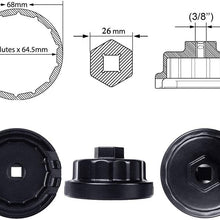 Heavy Duty Oil Filter Wrench for Toyota,Lexus,RAV4,Camry,Tundra,Highlander,Sienna and More-Cup Style Oil Filter Cap Removal Socket Tool for 2.5-5.7L Engine with 64mm Cartridge Style Oil Filter Housing