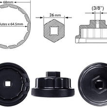 Heavy Duty Oil Filter Wrench for Toyota,Lexus,RAV4,Camry,Tundra,Highlander,Sienna and More-Cup Style Oil Filter Cap Removal Socket Tool for 2.5-5.7L Engine with 64mm Cartridge Style Oil Filter Housing