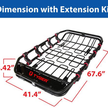 Tyger Auto TG-RK1B906B X-Large/68" x 41" x 8" Super Duty Roof Cargo Basket/Luggage Carrier Rack (with Removable Extension Kit Wind Fairing)