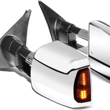 DNA Motoring TWM-038-T999-CH-SM Pair Powered + Heated + LED Turn Signal Towing Mirror Replacement
