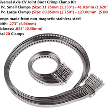 Nicecnc Stainless Steel Universal Adjustable AXLE CV Joint Boot Crimp Clamp Kit,20PCS(10pcs Small+ 10pcs Large)