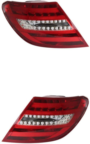 Tail Light Assembly - DEPO For/Fit 2049060703, 2049060603 12-14 Mercedes-Benz C-Class Sedan 12-15 Coupe - LED (Pair, Left Driver + Right Passenger Set)