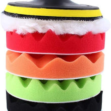 Terisass 7 Pcs/Set Car Cleaning Pads Auto Polisher Buffer Pads Kit 6 Inch Foam and Woolen Polishing Pad Universal Round Shape Polishing Buffing Waxing Pad Kit with M14 Drill Adapter