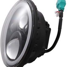 H6024 7 inches Black Led Daymaker Headlight with White Halo and Amber Turn Signal fit for Wrangler JK LJ TJ CJ Hummber H1 H2 Land Rover Defender and More, Pack of 2