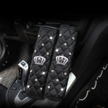 Evankin Auto Seat Belt Pads with Fashion Cute Bling Rhinestones,Exquisite Lattice Design,Soft Leather Stylish, Elegant Car Series Seat Belt Covers for Adults Girls Women Ladies Queen-Crown