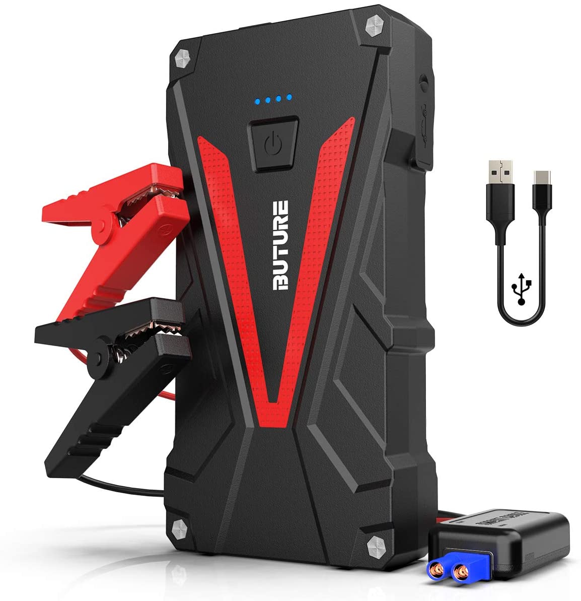 BUTURE Car Jump Starter, 800A Peak 12800mAh Portable Car Battery Starter (up to 6.0L Gas/5.0L Diesel Engines) Auto Battery Booster Pack with Smart Safety Jumper Cable, QC3.0 USB Outputs