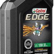 Castrol 06245 EDGE 10W-30 Advanced Full Synthetic Motor Oil, 1 Quart, 6 Pack