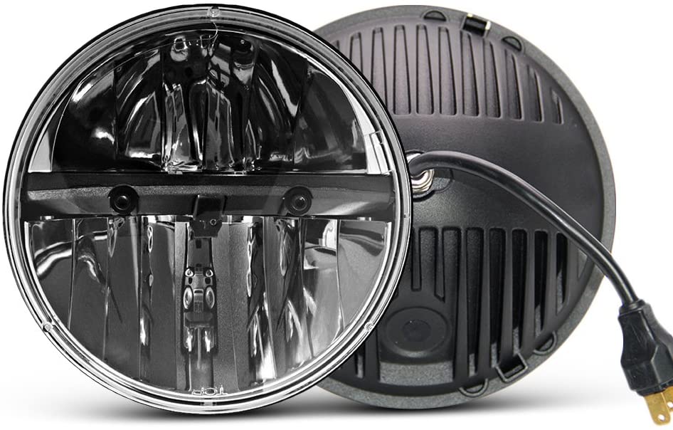 7 inch LED Headlight Round 2PCS E-MARK Approved 6000K Hi/lo Beam lamp Halo, Uni-light J004-2pcs