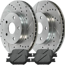 Auto Shack BRKPKG039812 Front and Rear Drilled and Slotted Silver Brake Rotors and Ceramic Pads