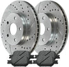 Auto Shack BRKPKG039812 Front and Rear Drilled and Slotted Silver Brake Rotors and Ceramic Pads