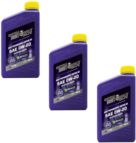 Royal Purple API-Licensed SAE 0W-20 High Performance Synthetic Motor Oil - (Pack of 3)