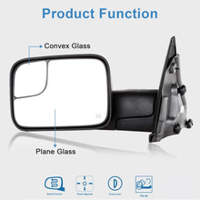 ECCPP Towing Mirrors fit 02-08 for Dodge Ram 1500 03-09 for Dodge Ram 2500 3500 Pickup Truck Power Heated Tow Folding Side View Black Mirror Pair Set Right Passenger and Left Driver Side