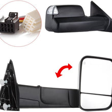 QUALINSIST Tow Mirrors Fit for 2009-2010 Dodge Ram 1500 2011-2016 Ram 1500 2500 3500 Towing Mirrors With Power Adjusted Heated Turn Signal Puddle Light Black Housing 2PCS LH and RH Side
