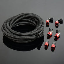 AN-4 16Ft Nylon Stainless Steel Oil Fuel Gas Line Hose Filler Feed Hose + 4AN Hose Fittings Swivel Hose Ends Kit 10PCS
