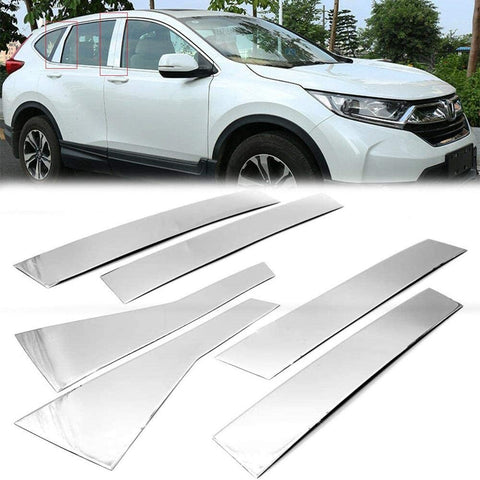 Overun Polished 304 Stainless Steel Door Center Pillar Post Trim Set Designed for 2017&up Honda CR-V