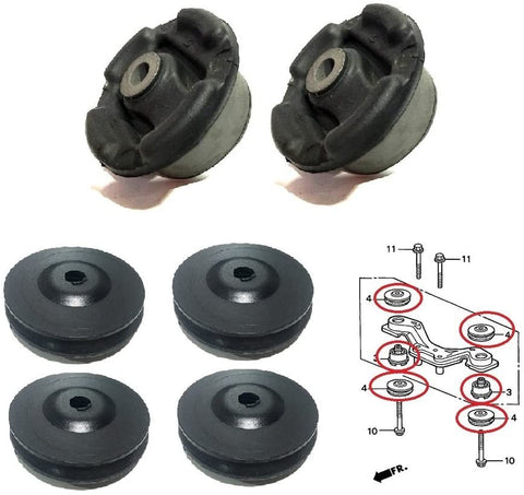 NISTO 6 Rear Differential Arm Mounting Bushing Support Rubber For 1997-12 Honda CR-V 1991-06 Honda Civic