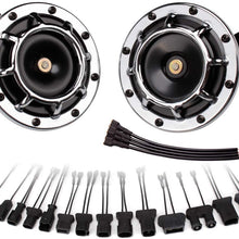 FARBIN Car Horn 12V Super Tone Horn High Tone/Low Tone Metal Twin Horn Kit with 2Pcs Connector Harnesses Cable for Honda
