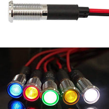 Amotor LED Indicator Light, Instrument Cluster Waterproof and Explosion-proof 5/16" 8mm 12V Metal Signal Light with Cable 5PCS(White)
