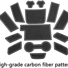 JIECHEN Anti dust Mats for Chevrolet Chevy Equinox 2018 2019 2020 Interior Accessories Custom Fit Door Pocket Liners Cup Holder Pads Console Mats 14-pcs Set (Carbon Fiber Pattern - White)