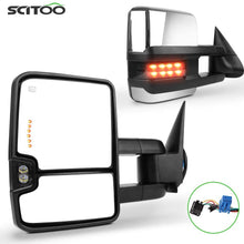 SCITOO Power Heated Chrome Smoke Led Signals Towing Mirrors fit 2003-2006 for Chevy for GMC Silverado Sierra (07 Classic Models) Side Mirror Pair Set
