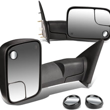 Replacement for Dodge RAM Black Heated Power Manual Foldable Towing Side+Corner Blind Spot Mirror