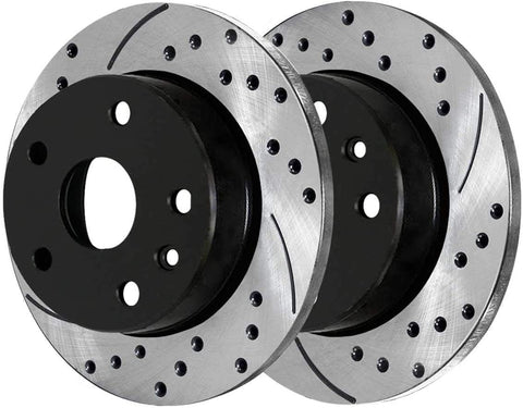 AutoShack PR41314LR Rear Drilled and Slotted Brake Rotor Pair 2 Pieces Fits Driver and Passenger Side