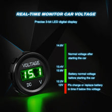 Nilight LED Digital Display Voltmeter Panel 12VDC Waterproof Digital Round Panel Volt Tester Gauge for Boat Marine Vehicle Motorcycle Truck ATV UTV, 2 Years Warranty