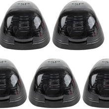 5pcs Amber Lens Amber LED Cab Roof Marker Lights, KOMAS Roof Top Lamp Clearance Running Light Replacement for Truck SUV Ford 1999-2016 E/F (Smoked Lens & Amber LED)