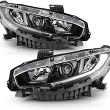ACANII - For [Halogen Model] 2016-2020 Honda Civic Black Housing Projector Headlights Headlamps Assembly Pair Left+Right