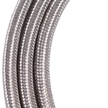 Qiilu AN6 Stainless Steel Braided Fuel Oil Line with 6pcs Swivel Fitting Hose End Adaptor 3.65m/12Ft