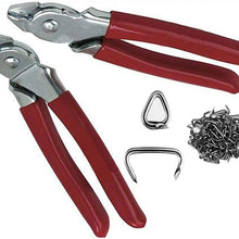 Hog Ring Pliers 450 Rings 3/4 Kit Straight and Bend 2 plier for Automotive Upholstery Supplies Tools