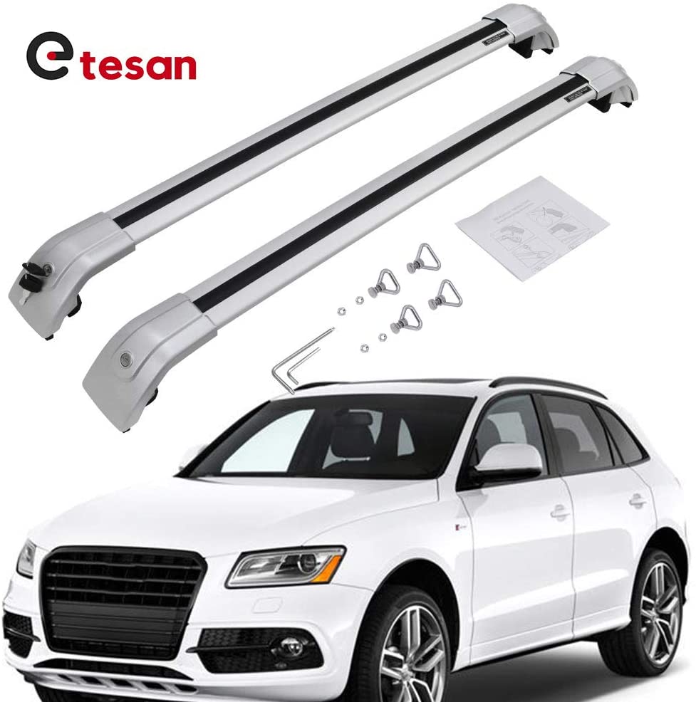 2 Pieces Cross Bars Fit for Audi Q5 2012 2013 2014 2015 2016 2017 Silver Cargo Baggage Luggage Roof Rack Crossbars